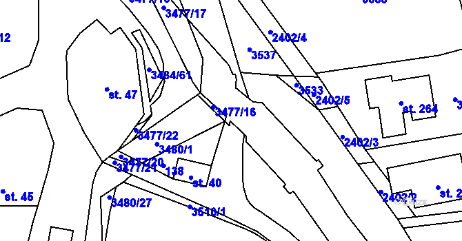 Parcela st. 3477/14 v KÚ Šanov, Katastrální mapa