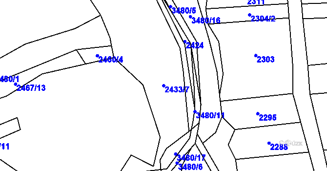 Parcela st. 2433/7 v KÚ Šanov, Katastrální mapa