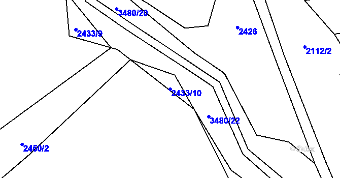 Parcela st. 2433/10 v KÚ Šanov, Katastrální mapa