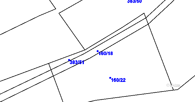 Parcela st. 160/18 v KÚ Šanov, Katastrální mapa