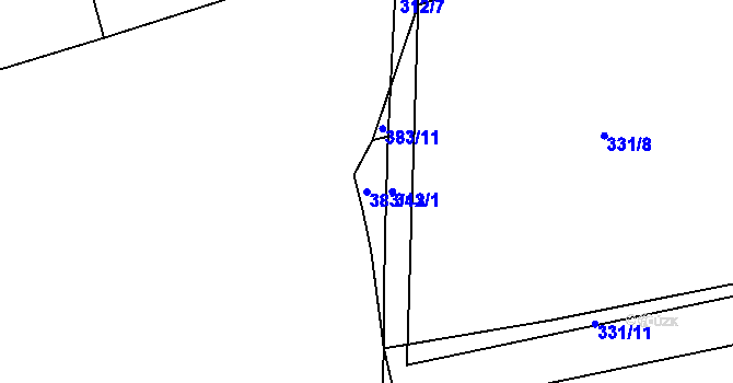 Parcela st. 383/43 v KÚ Šanov, Katastrální mapa