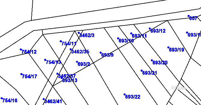 Parcela st. 693/9 v KÚ Šanov, Katastrální mapa