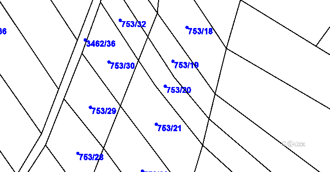 Parcela st. 753/20 v KÚ Šanov, Katastrální mapa