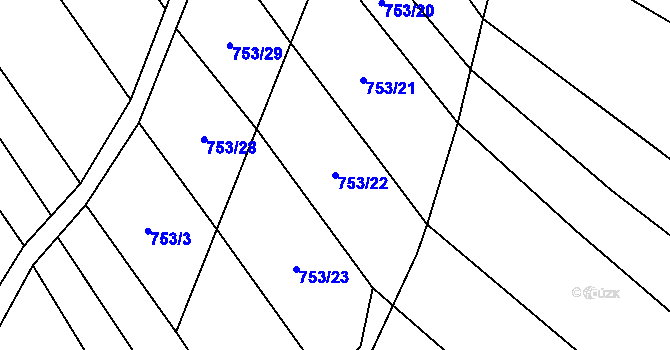 Parcela st. 753/22 v KÚ Šanov, Katastrální mapa