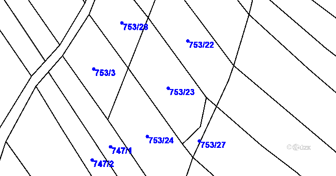 Parcela st. 753/23 v KÚ Šanov, Katastrální mapa