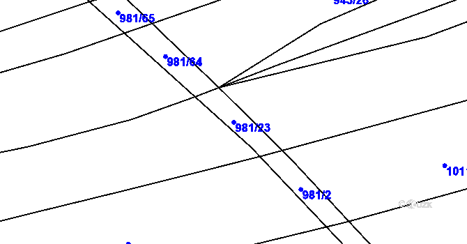 Parcela st. 981/23 v KÚ Šanov, Katastrální mapa