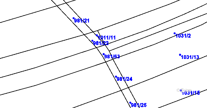 Parcela st. 981/63 v KÚ Šanov, Katastrální mapa