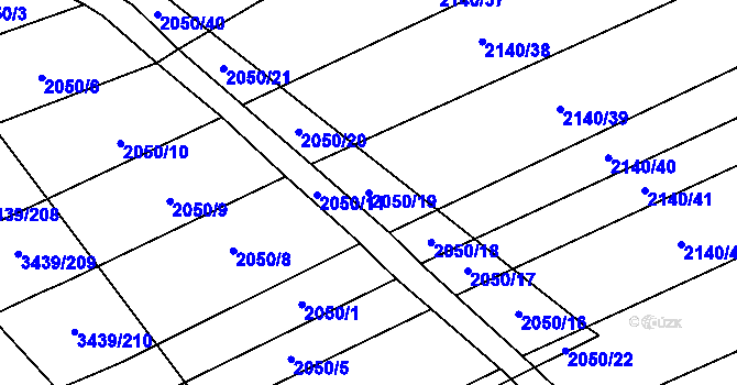 Parcela st. 2050/19 v KÚ Šanov, Katastrální mapa