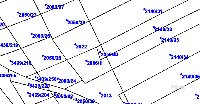 Parcela st. 2050/43 v KÚ Šanov, Katastrální mapa