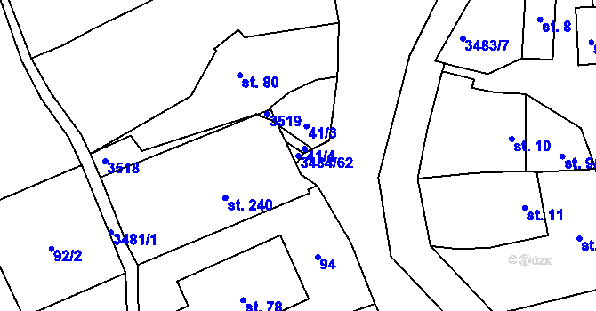 Parcela st. 3484/62 v KÚ Šanov, Katastrální mapa
