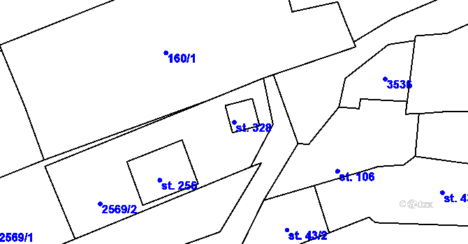 Parcela st. 328 v KÚ Šanov, Katastrální mapa