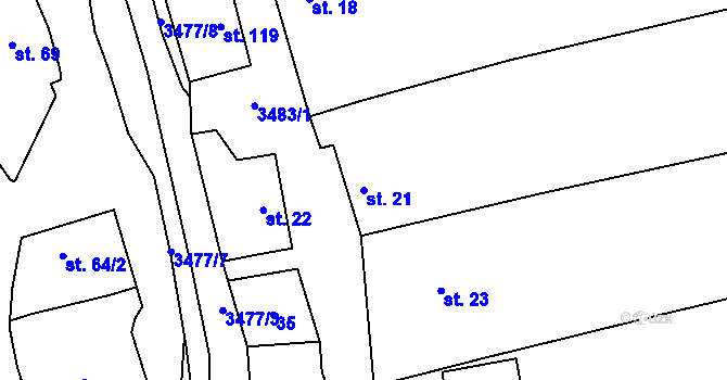 Parcela st. 21 v KÚ Šanov, Katastrální mapa