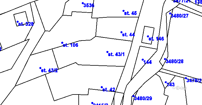 Parcela st. 43 v KÚ Šanov, Katastrální mapa