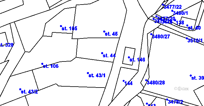 Parcela st. 44 v KÚ Šanov, Katastrální mapa
