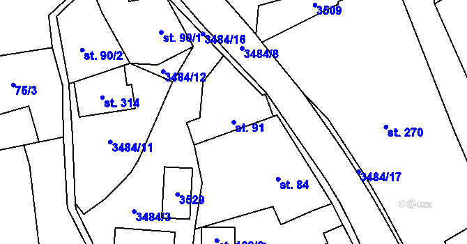 Parcela st. 91 v KÚ Šanov, Katastrální mapa