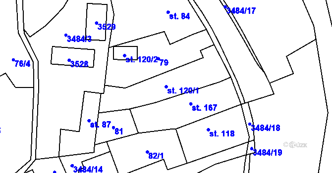 Parcela st. 120/1 v KÚ Šanov, Katastrální mapa