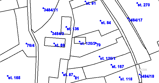 Parcela st. 120/2 v KÚ Šanov, Katastrální mapa