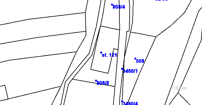 Parcela st. 121 v KÚ Šanov, Katastrální mapa
