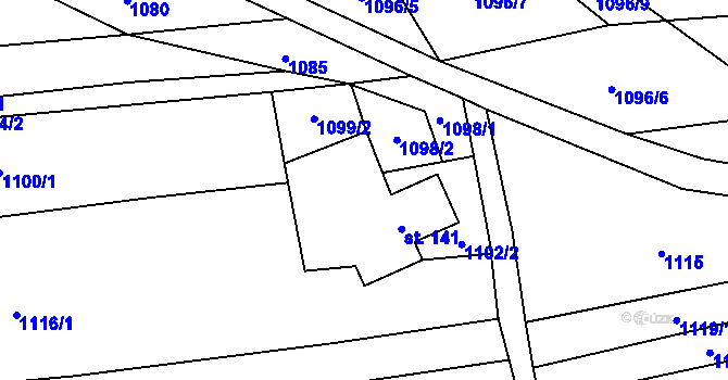 Parcela st. 141 v KÚ Šanov, Katastrální mapa