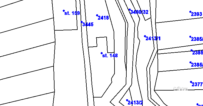 Parcela st. 148 v KÚ Šanov, Katastrální mapa