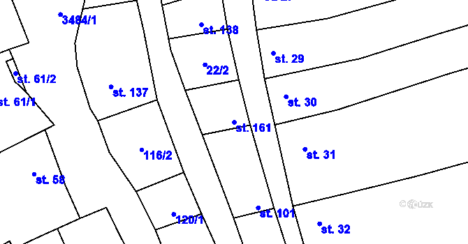 Parcela st. 161 v KÚ Šanov, Katastrální mapa
