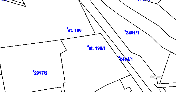 Parcela st. 190/1 v KÚ Šanov, Katastrální mapa