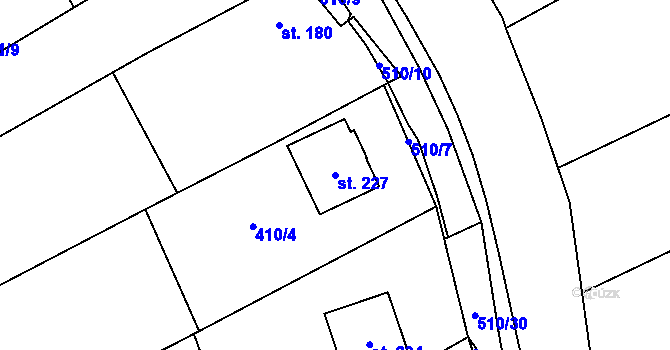 Parcela st. 227 v KÚ Šanov, Katastrální mapa