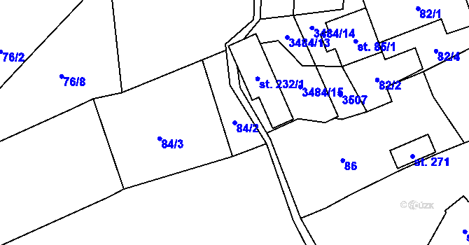 Parcela st. 84/2 v KÚ Šanov, Katastrální mapa