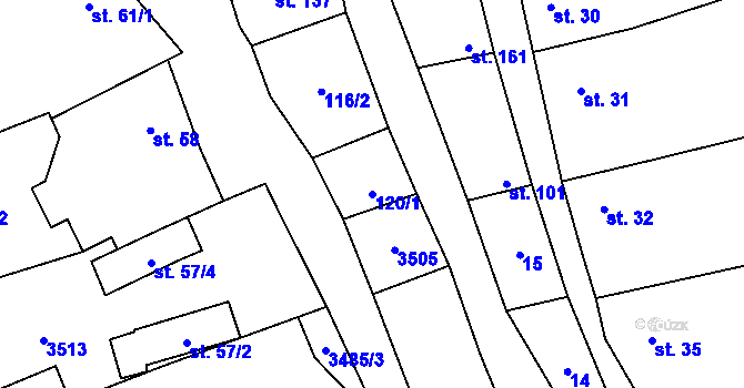 Parcela st. 120/1 v KÚ Šanov, Katastrální mapa