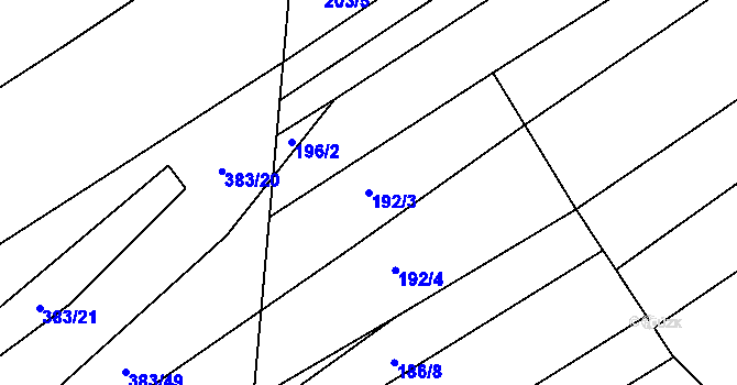 Parcela st. 192/3 v KÚ Šanov, Katastrální mapa