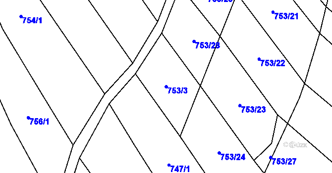 Parcela st. 753/3 v KÚ Šanov, Katastrální mapa