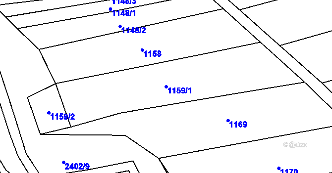 Parcela st. 1159/1 v KÚ Šanov, Katastrální mapa