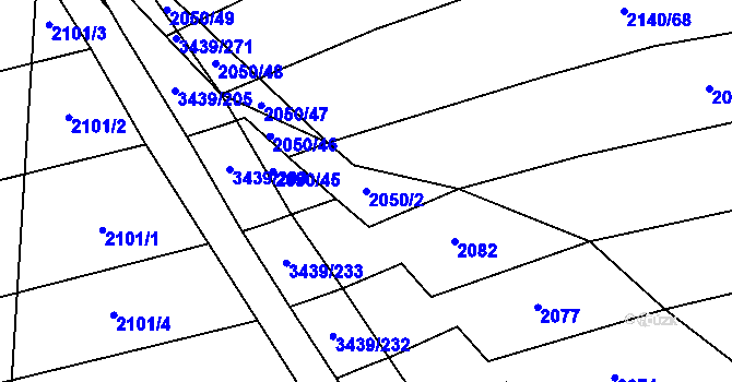 Parcela st. 2050/2 v KÚ Šanov, Katastrální mapa