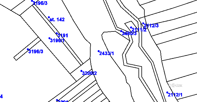 Parcela st. 2433/1 v KÚ Šanov, Katastrální mapa