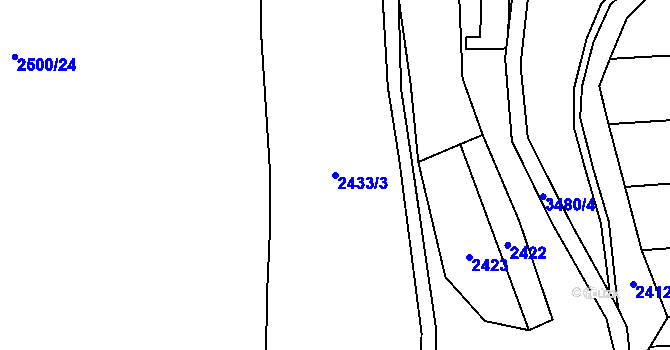 Parcela st. 2433/3 v KÚ Šanov, Katastrální mapa