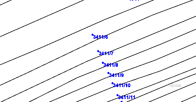 Parcela st. 3411/7 v KÚ Šanov, Katastrální mapa