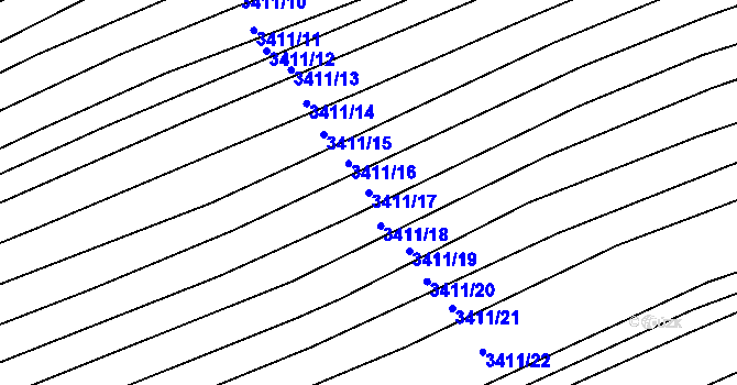 Parcela st. 3411/17 v KÚ Šanov, Katastrální mapa