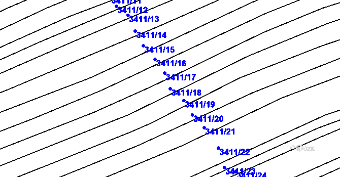 Parcela st. 3411/18 v KÚ Šanov, Katastrální mapa