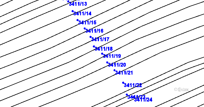 Parcela st. 3411/19 v KÚ Šanov, Katastrální mapa
