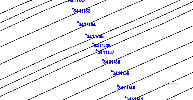 Parcela st. 3411/37 v KÚ Šanov, Katastrální mapa