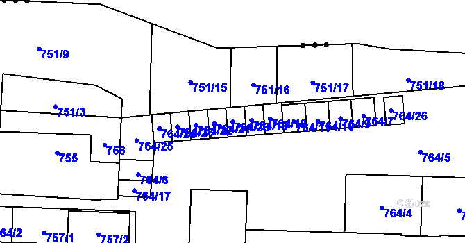 Parcela st. 764/20 v KÚ Šanov nad Jevišovkou, Katastrální mapa