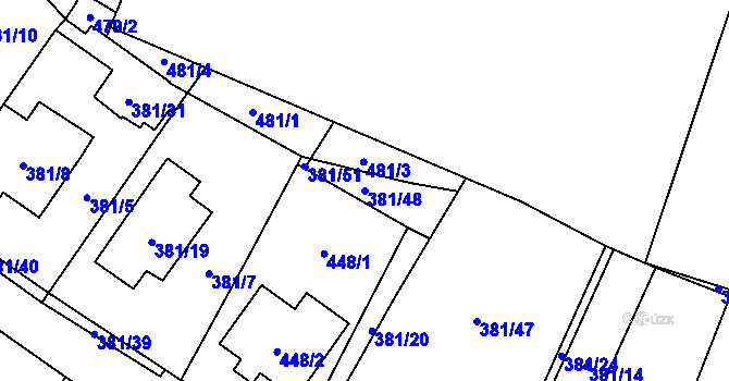 Parcela st. 381/48 v KÚ Šanov nad Jevišovkou, Katastrální mapa