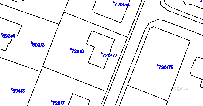 Parcela st. 720/77 v KÚ Šanov nad Jevišovkou, Katastrální mapa