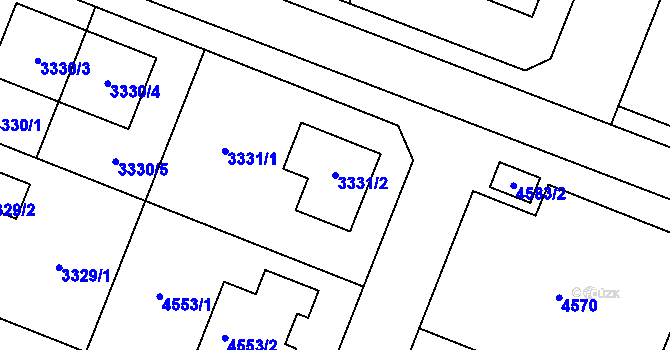 Parcela st. 3331/2 v KÚ Šanov nad Jevišovkou, Katastrální mapa