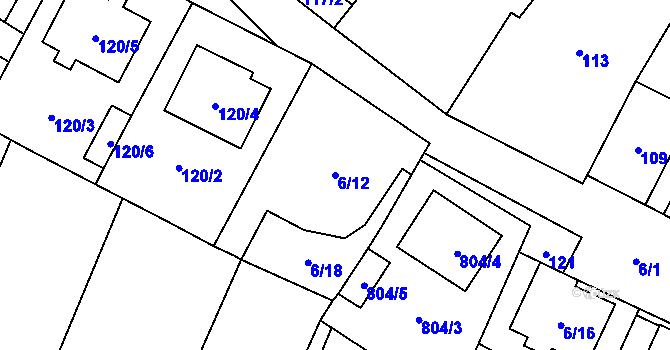 Parcela st. 6/12 v KÚ Šanov nad Jevišovkou, Katastrální mapa
