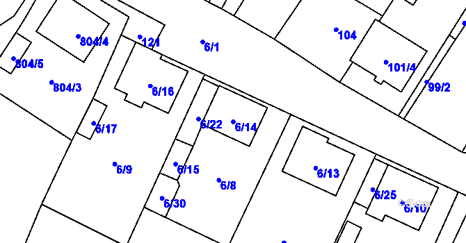 Parcela st. 6/14 v KÚ Šanov nad Jevišovkou, Katastrální mapa