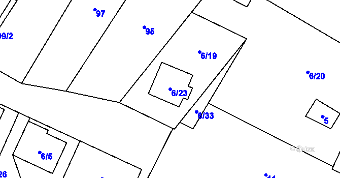 Parcela st. 6/23 v KÚ Šanov nad Jevišovkou, Katastrální mapa