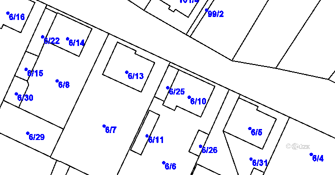 Parcela st. 6/25 v KÚ Šanov nad Jevišovkou, Katastrální mapa