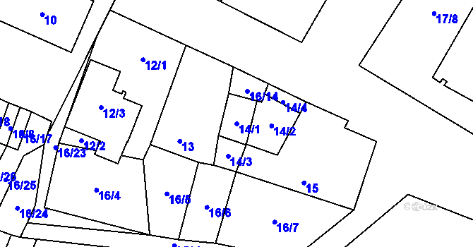 Parcela st. 14/1 v KÚ Šanov nad Jevišovkou, Katastrální mapa
