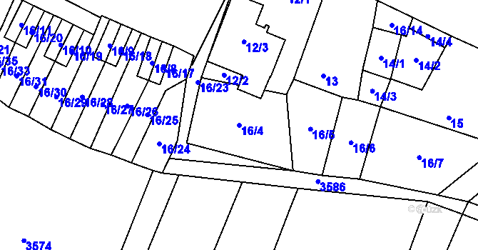 Parcela st. 16/4 v KÚ Šanov nad Jevišovkou, Katastrální mapa